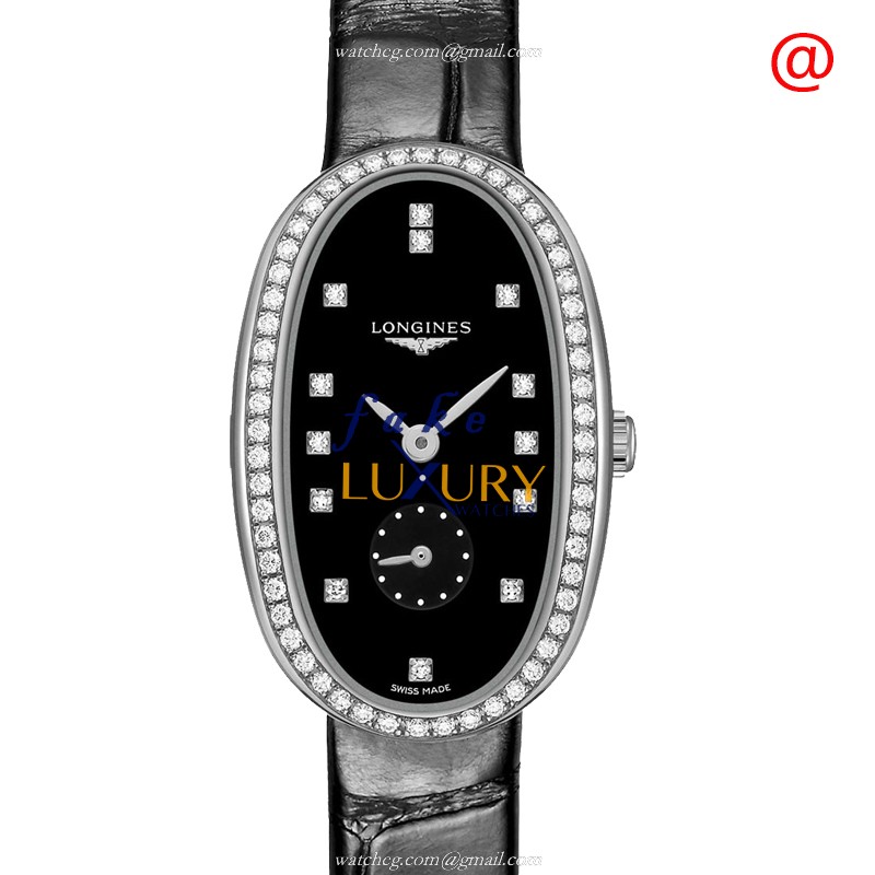 Longines L2.306.0.57.0 Symphonette Replica Watch, Black Dial, Steel & Diamonds Case, Quartz