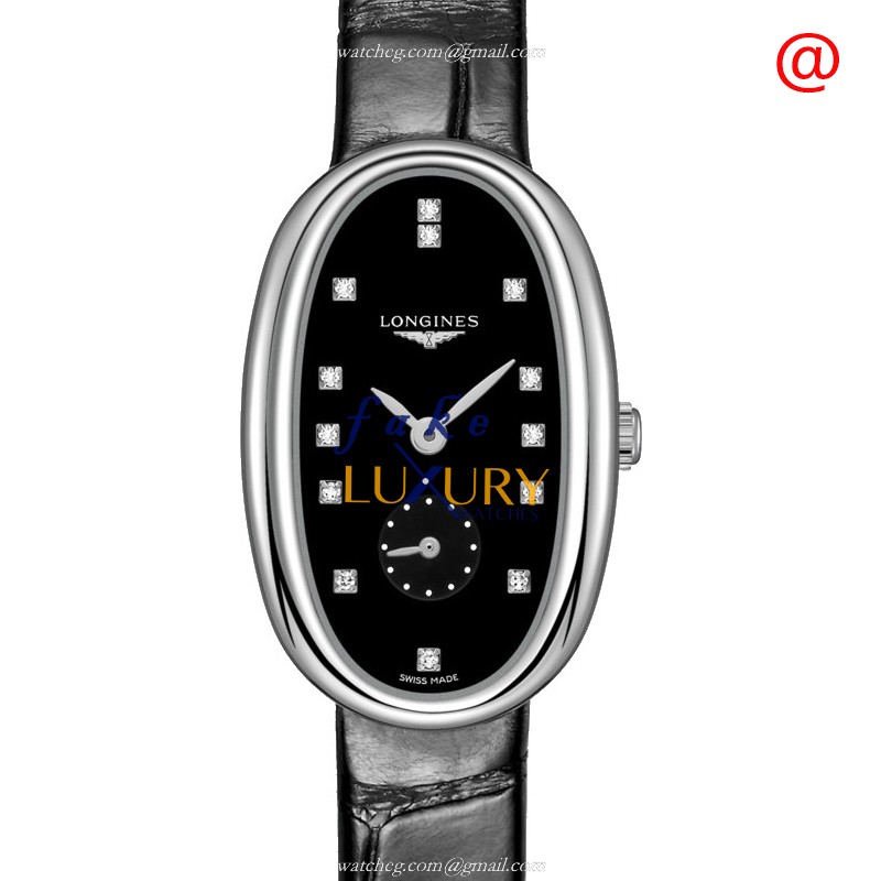 Longines L2.306.4.57.0 Symphonette Replica Watch, Automatic Movement, Black Dial, Leather Strap