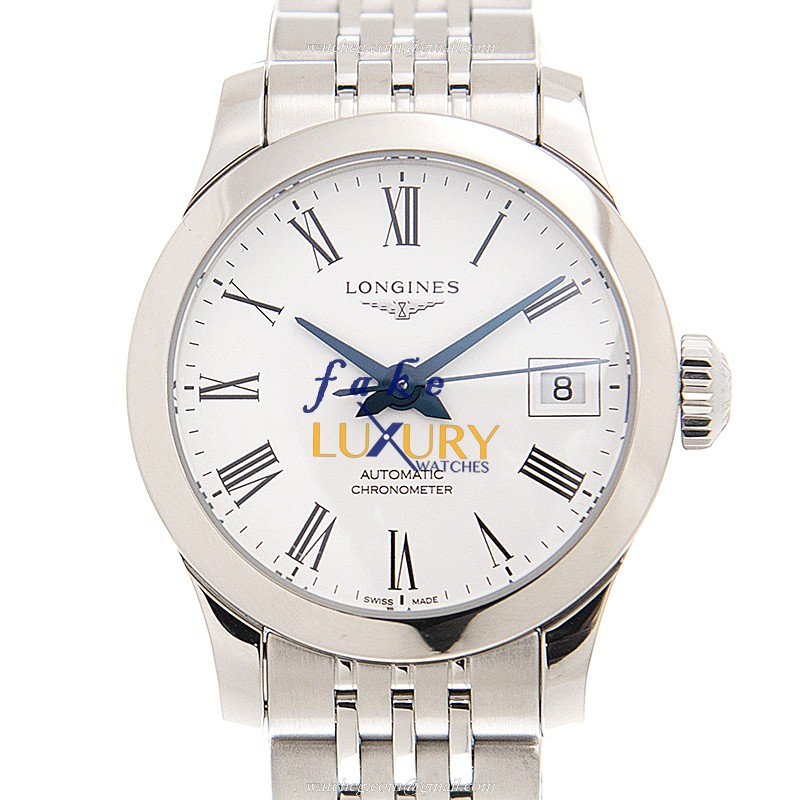 Longines L2.320.4.11.6 Record White Dial Silver Stainless Steel Automatic Replica Watch