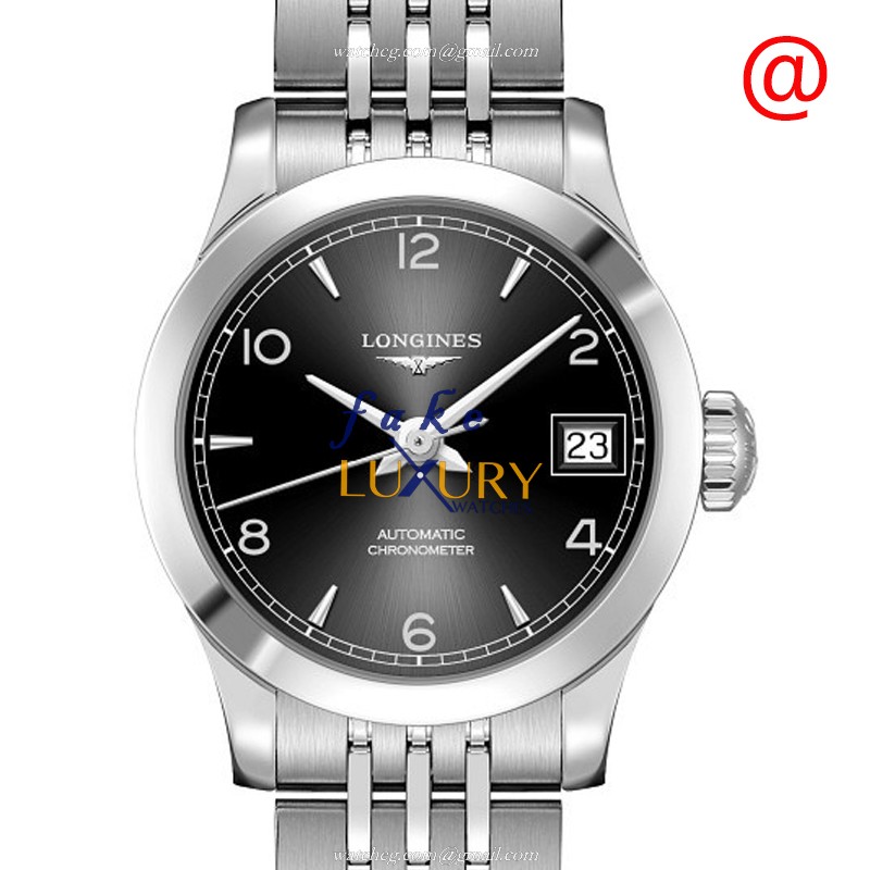 Longines L2.320.4.56.6 Record Replica Watch - Automatic - 26mm Steel Case - Black Dial