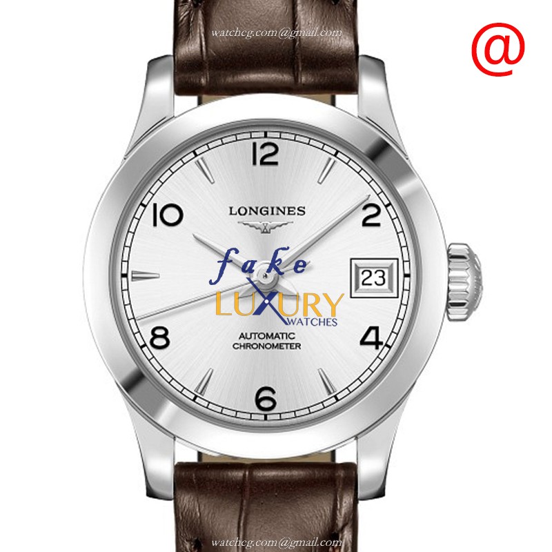 Longines L2.320.4.76.2 Record Automatic Stainless Steel Silver Dial Brown Leather Strap Sapphire