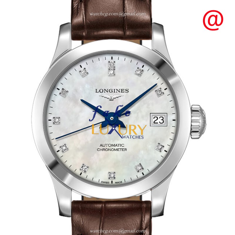 Longines L2.320.4.87.2 Record Replica Watch - Automatic - 26mm Steel Case - White Mother of Pearl