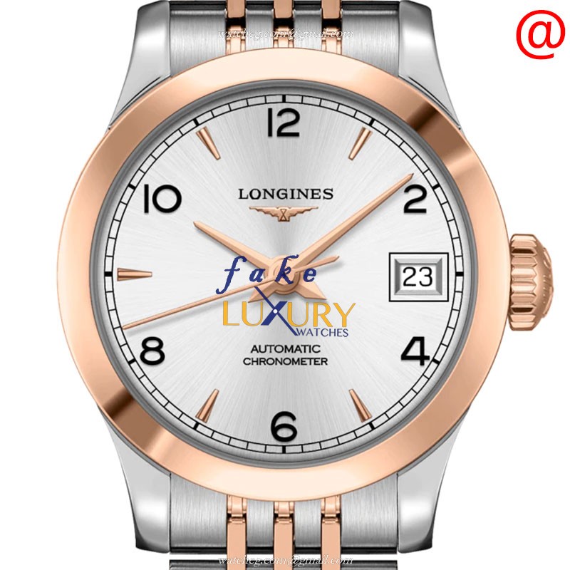 Longines L2.320.5.76.7 Record Automatic 18kt Rose Gold Silver Dial Replica Watch