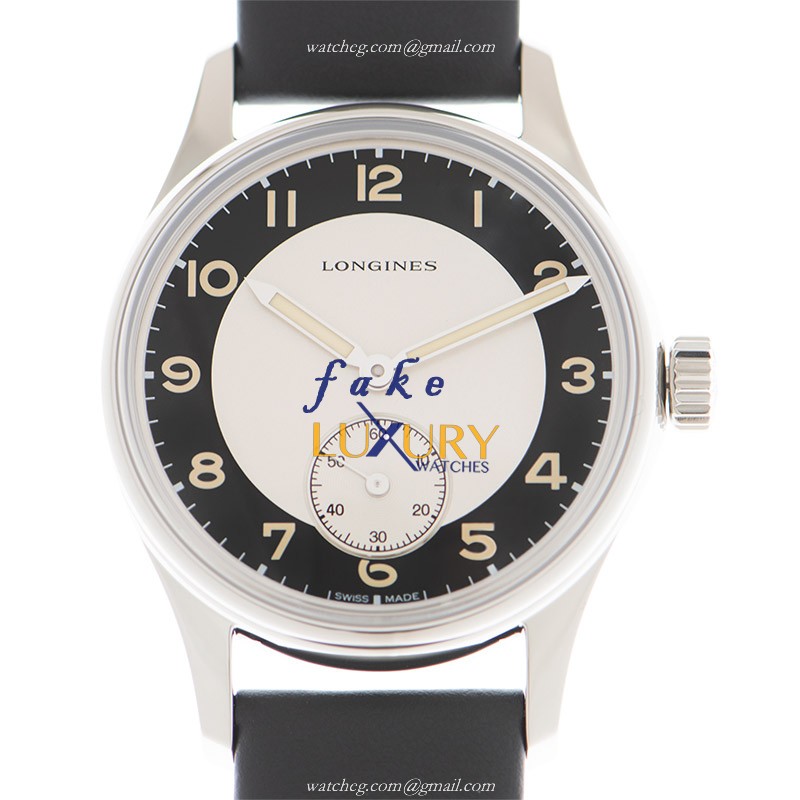 Longines L2.330.4.93.0 Replica Watch, Automatic, Stainless Steel, Black Dial, Leather Strap
