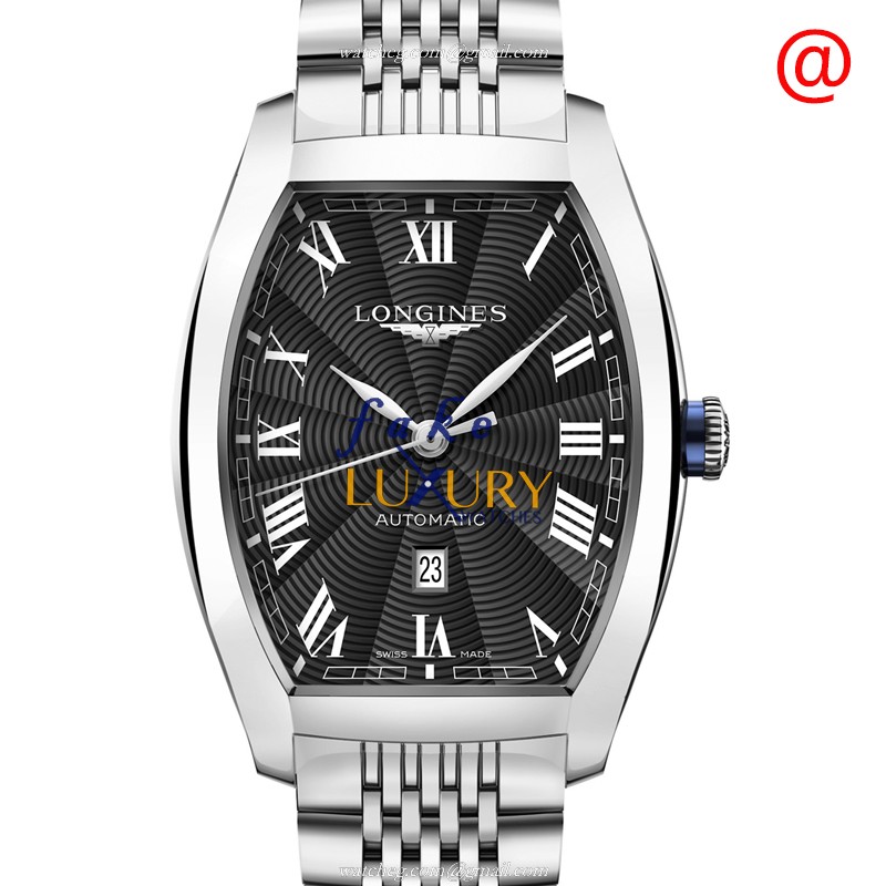 Longines L2.342.4.51.6 Evidenza Replica Watch, Automatic Movement, Black Dial, Steel Bracelet