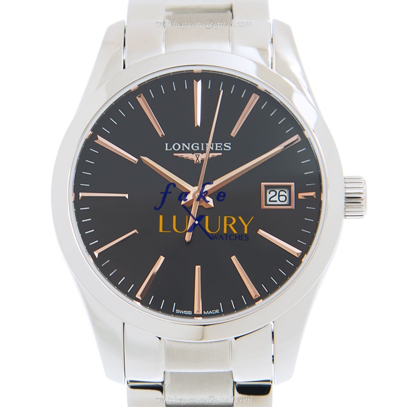 Longines L2.386.4.52.6 CONQUEST CLASSIC Quartz Stainless Steel Replica Watch - Ladies - Black Dial