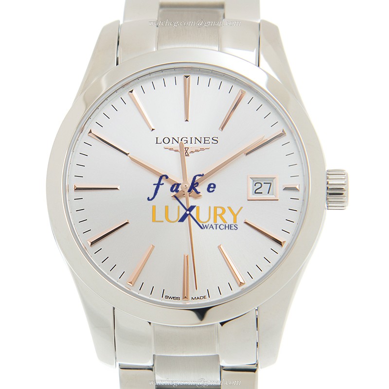 Longines L2.386.4.72.6 Conquest Classic Replica Watch Quartz White Dial Steel Bracelet 34mm