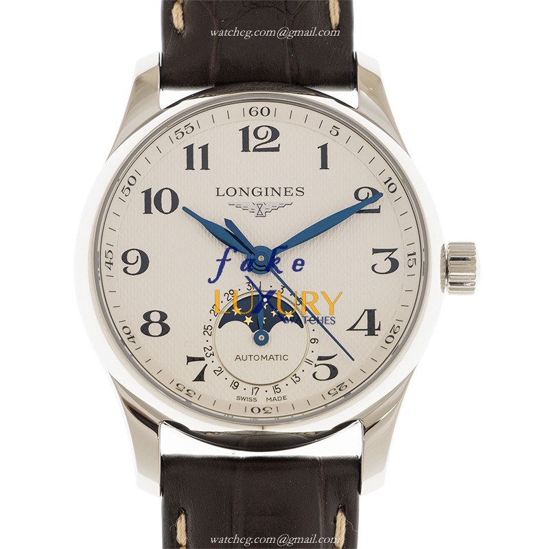 Longines L2.409.4.78.3 Master Replica Watch - Automatic - Steel Case - White Dial - Brown Leather - Luxury Replica Watch