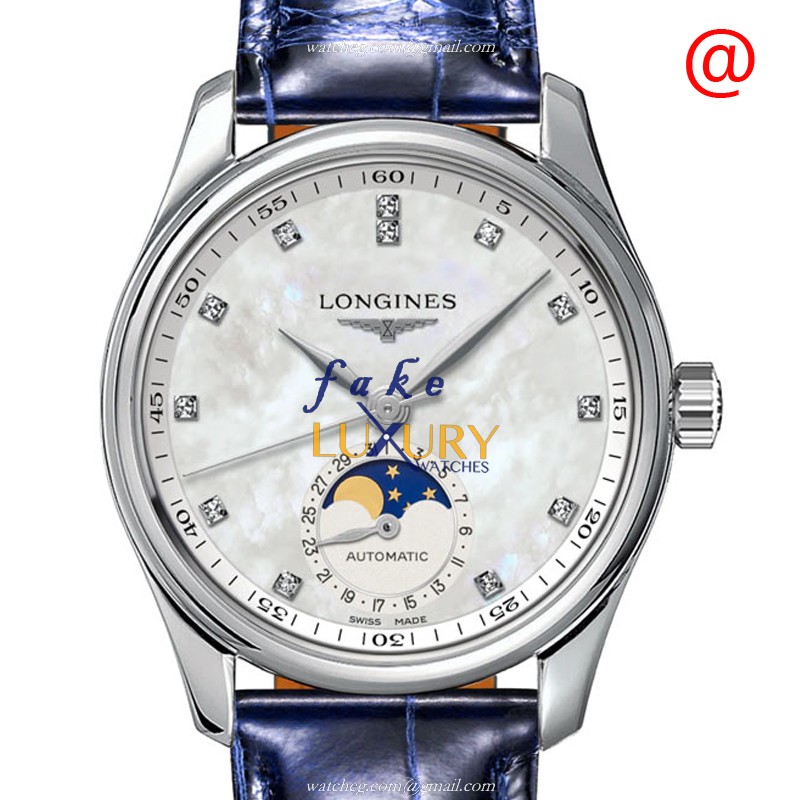 Longines L2.409.4.87.0 Replica Watch, Automatic, White Dial, Stainless Steel Case, Alligator Strap