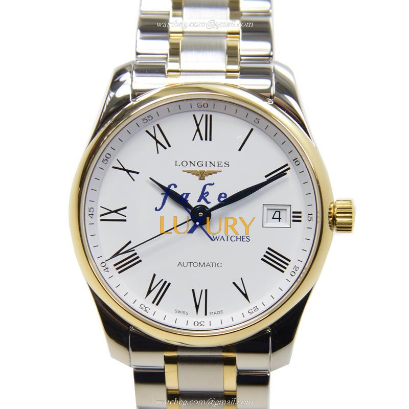 Longines L2.518.5.11.7 MASTER Replica Watch, White Dial, 18kt Gold & Steel Case, Automatic