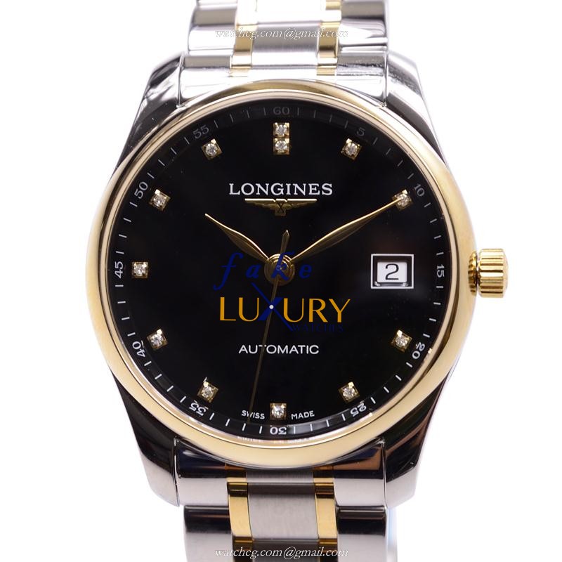 Longines L2.518.5.57.7 Master Automatic PVD Gold Replica Watch, Black Dial, Silver Strap - Luxury Replica Watch
