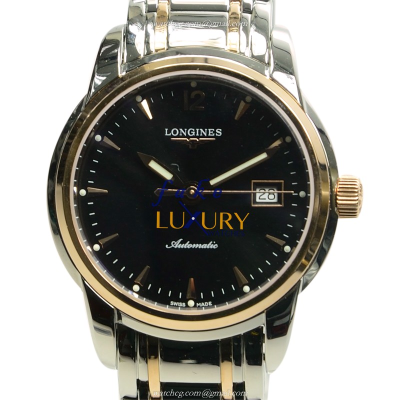Longines L2.563.5.52.7 Replica Watch, Automatic Movement, 18kt Rose Gold & Steel Case, Black Dial