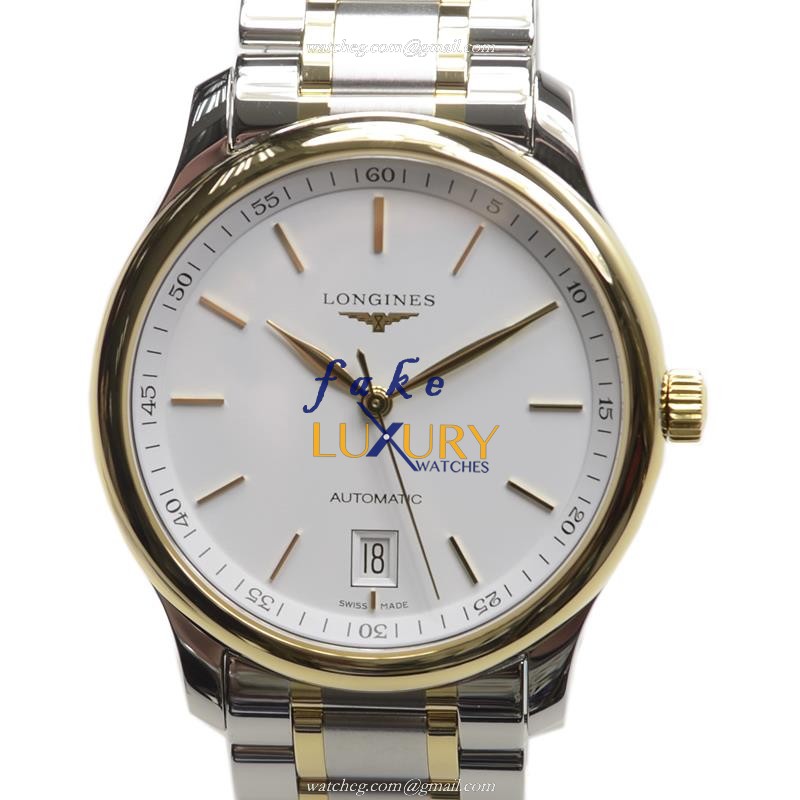 Longines L2.628.5.12.7 Master Automatic 18kt Gold Steel Replica Watch, Swiss Movement, White Dial - Luxury Replica Watch