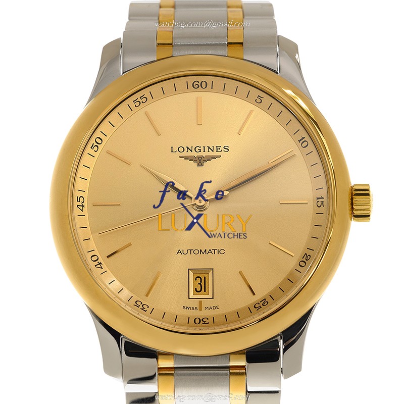 Longines Master L2.628.5.32.7 Automatic 18kt Gold & Steel Silver Gold Dial Replica Watch - Luxury Replica Watch