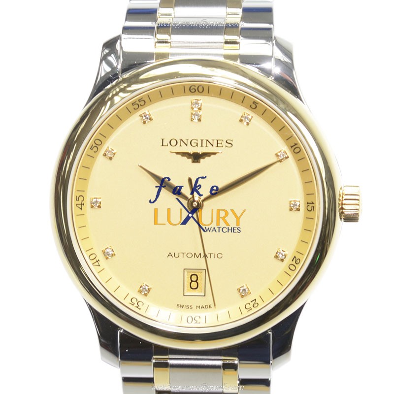 Longines L2.628.5.37.7 Master Replica Watch, Automatic Movement, Gold Dial, 18kt Gold Steel Case