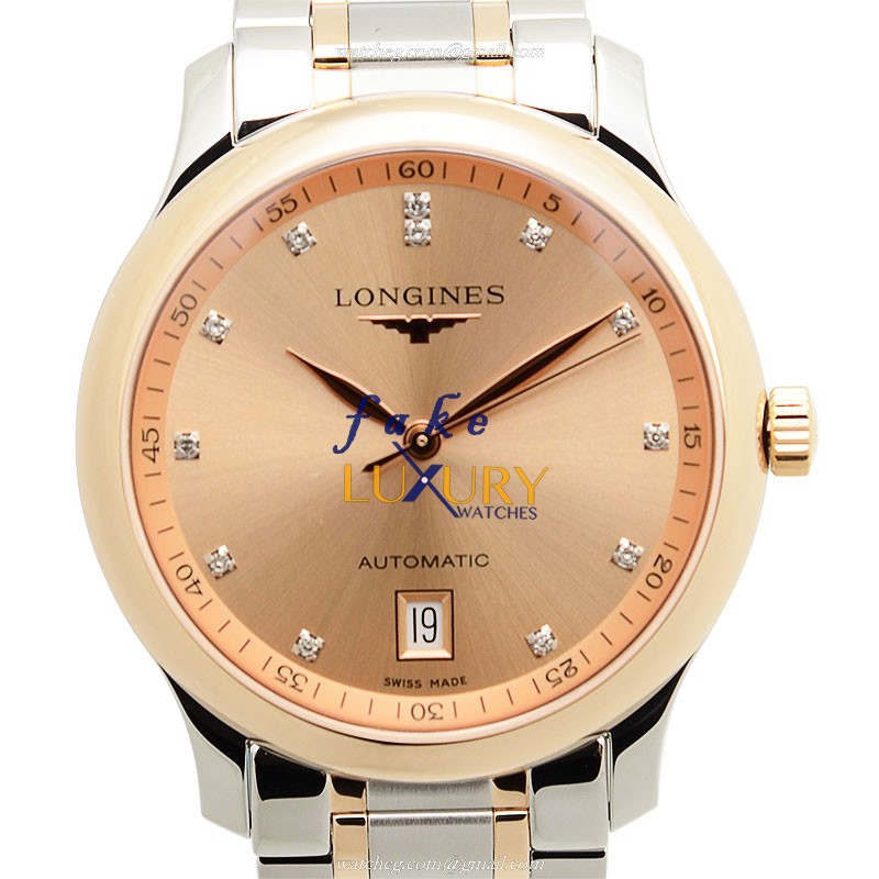 Longines L2.628.5.99.7 Master Replica Watch Automatic 38.5mm 18kt Rose Gold Steel Pink Dial Silver