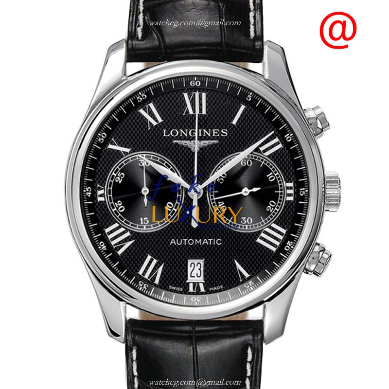 Longines L2.629.4.51.8 MASTER Automatic Replica Watch, 40mm Black Dial, Steel Case, Alligator Strap