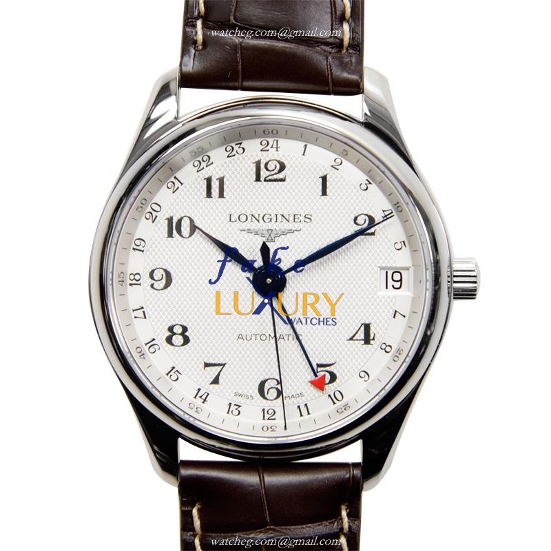 Longines L2.718.4.70.3 MASTER Replica Watch, Automatic Movement, Silver Dial, Steel Case, Brown