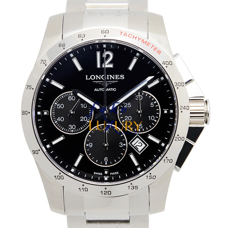 Longines L2.743.4.56.6 Conquest Replica Watch Black Dial Stainless Steel Automatic Movement