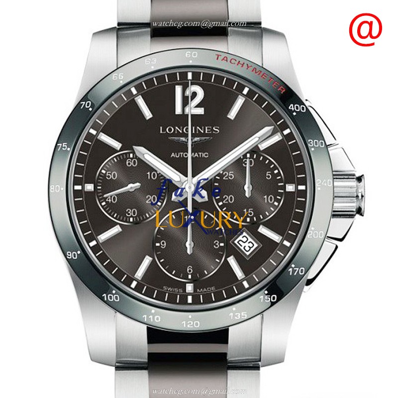 Longines L2.744.4.06.7 Conquest Replica Watch, Automatic Gray Dial, Steel Bracelet