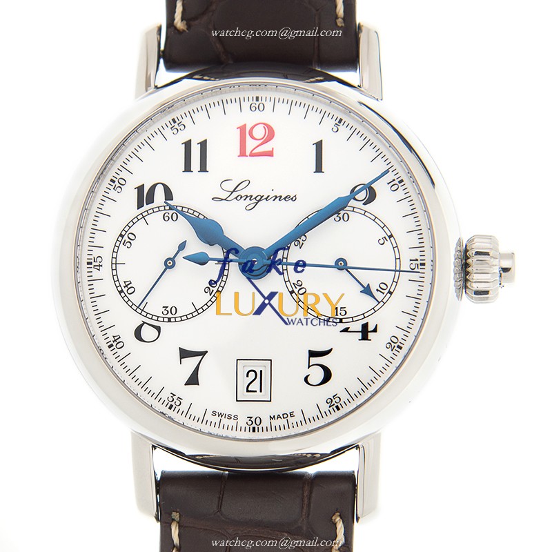 Longines L2.755.4.23.3 Master Auto Stainless Steel Replica Watch, White Dial, Dark Brown Alligator