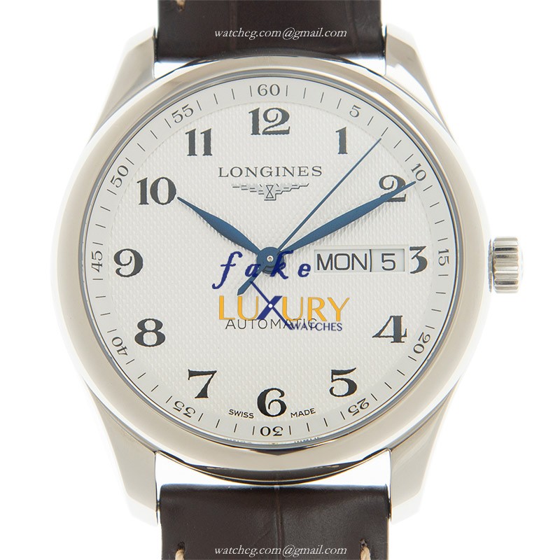 Longines L2.755.4.78.3 Replica Watch, Automatic, Silver Dial, Stainless Steel Case, 38.5mm, Leather