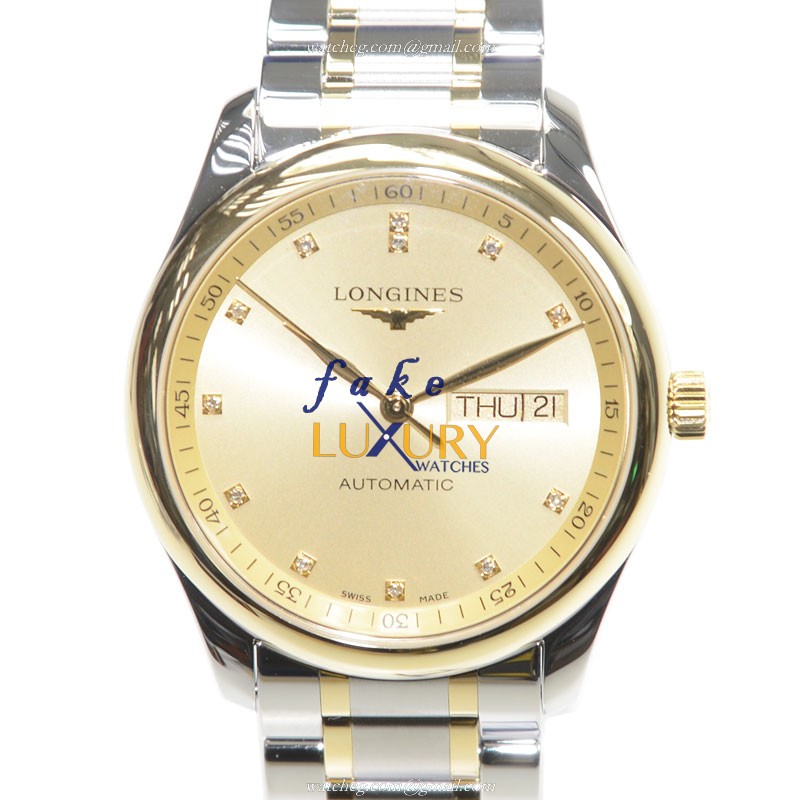 Longines L2.755.5.37.7 MASTER Replica Watch, 18kt Gold & Steel Case, Automatic, Gold Dial
