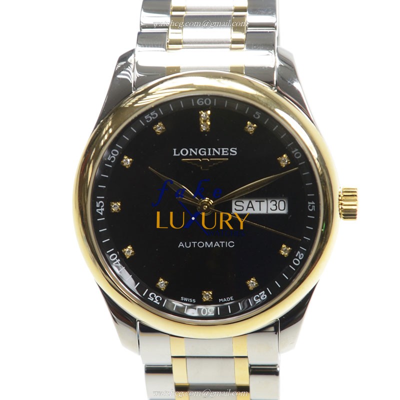 Longines L2.755.5.57.7 MASTER Replica Watch, Black Dial, 18kt Gold & Steel Case, Automatic - Luxury Replica Watch