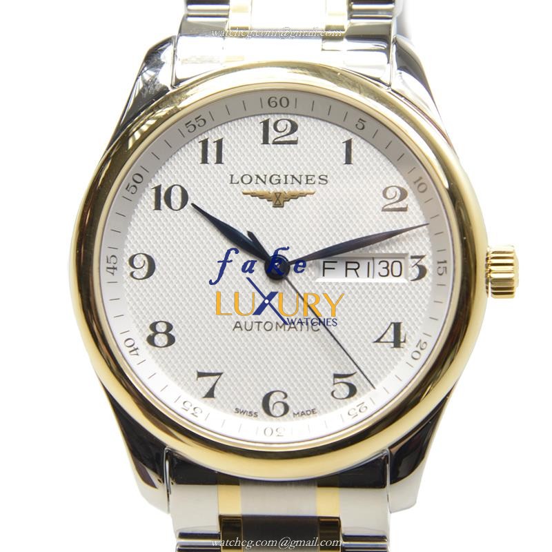 Longines L2.755.5.78.7 Master Replica Watch With Automatic Movement, 18kt Gold & Steel Case, White