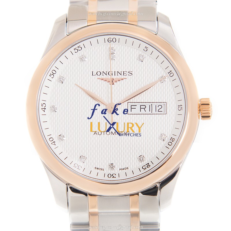 Longines L2.755.5.97.7 MASTER Automatic Replica Watch, 18kt Rose Gold & Steel Case, White Dial