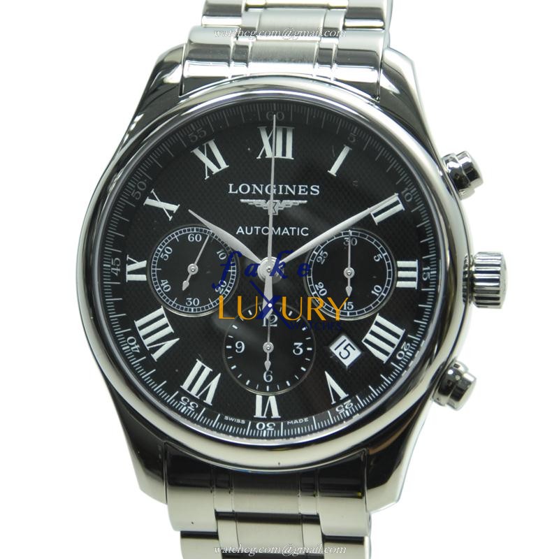 Longines L2.759.4.51.6 MASTER Replica Watch, Automatic, Black Dial, Steel Case, Silver Bracelet