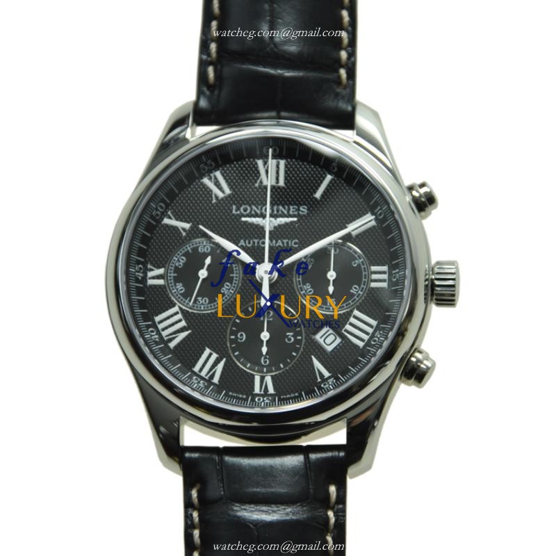 Longines L2.759.4.51.7 Master Automatic Replica Watch Black Dial Steel Case Leather Strap
