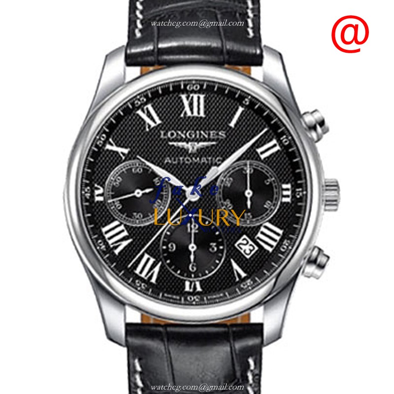 Longines L2.759.4.51.8 MASTER Auto Stainless Steel Replica Watch - Alligator Black Dial