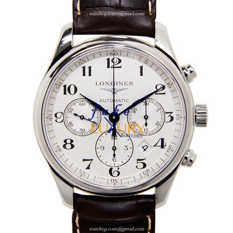 Longines L2.759.4.78.3 Replica Watch, Automatic Movement, White Dial, Steel Case, Brown Alligator
