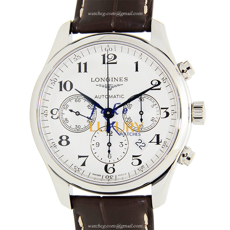 Longines Master L2.759.4.78.5 Automatic Stainless Steel Silver Dial Brown Alligator Strap Replica - Luxury Replica Watch