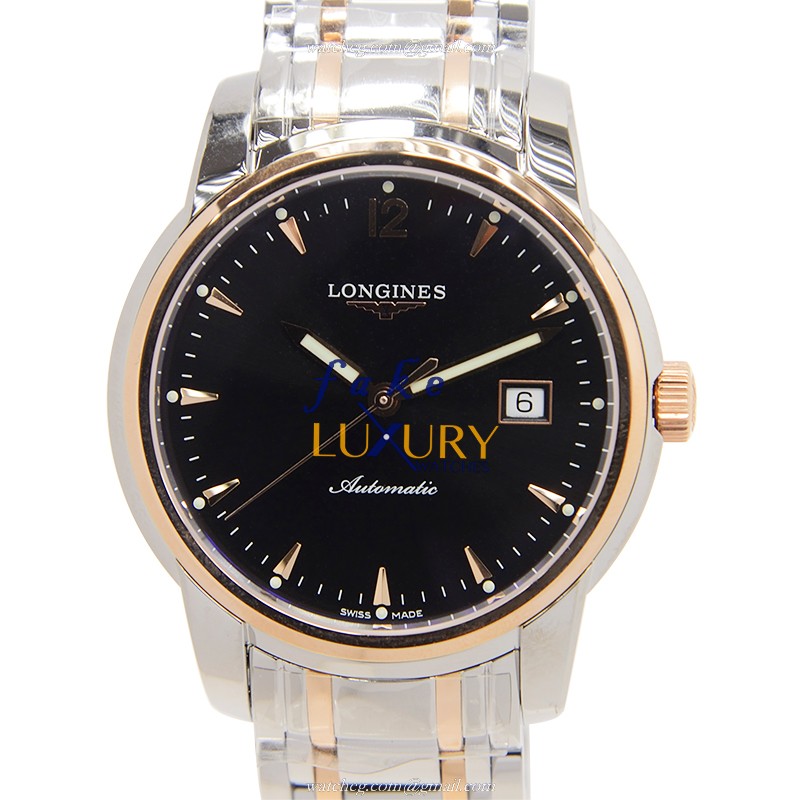 Longines L2.766.5.52.7 Replica Watch, Automatic, 18kt Rose Gold & Steel Case, Black Dial