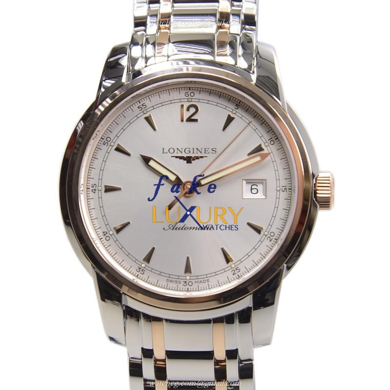 Longines L2.766.5.79.7 SAINT IMIER Automatic 18kt Rose Gold & Steel Replica Watch - White Dial - Luxury Replica Watch
