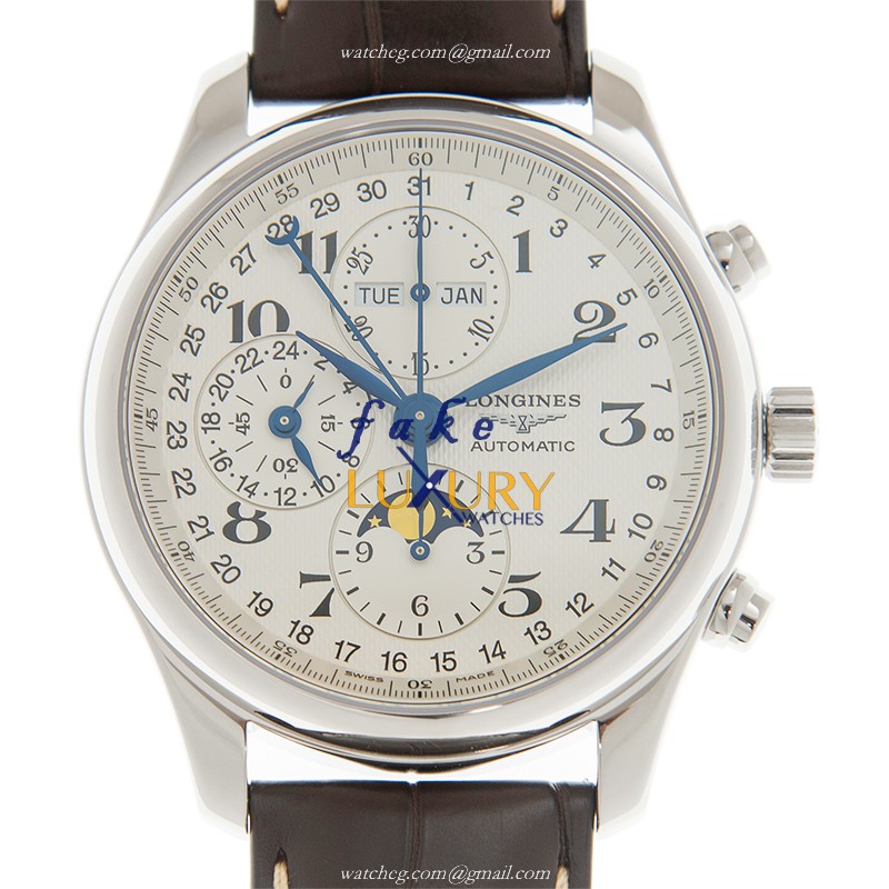 Longines L2.773.4.78.3 MASTER Replica Watch, Automatic Movement, Silver Dial, Steel Case, Brown
