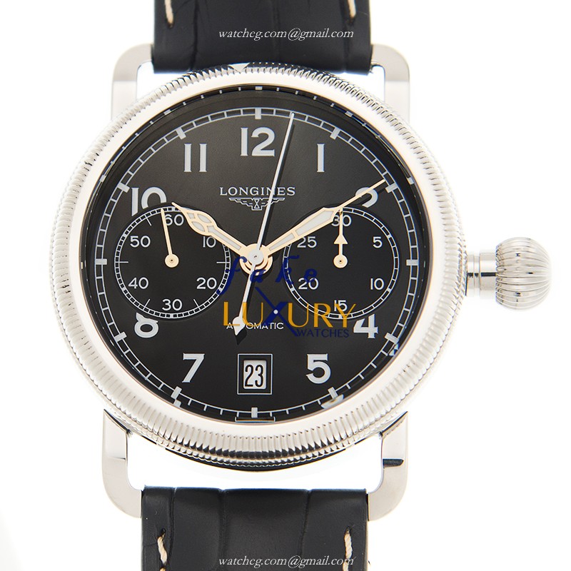 Longines L2.783.4.53.0 Heritage Replica Watch, Automatic Movement, Black Dial, Steel Case