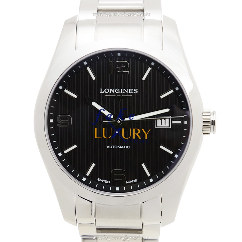 Longines L2.785.4.56.6 Conquest Classic Replica Watch, Automatic Movement, Black Dial, Steel - Luxury Replica Watch