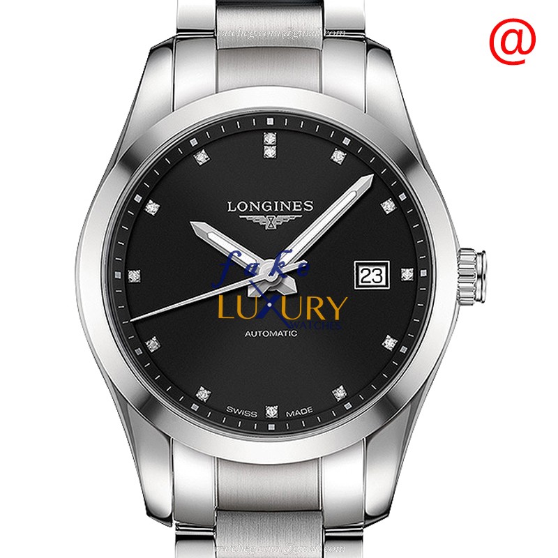 Longines L2.785.4.58.6 Replica Watch, Automatic Movement, Black Dial, Stainless Steel Bracelet