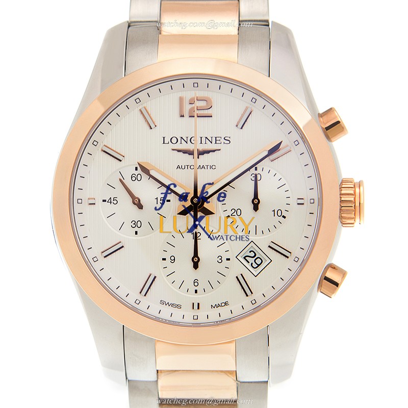 Longines L2.786.5.76.7 CONQUEST - Automatic 18kt Rose Gold & Steel Case Replica Watch - 41mm - Luxury Replica Watch