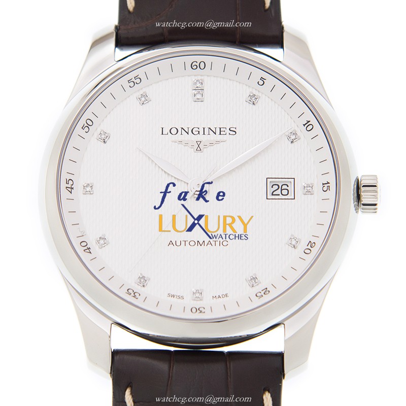 Longines L2.793.4.77.3 Master Automatic Replica Watch, White Dial, Brown Alligator Strap