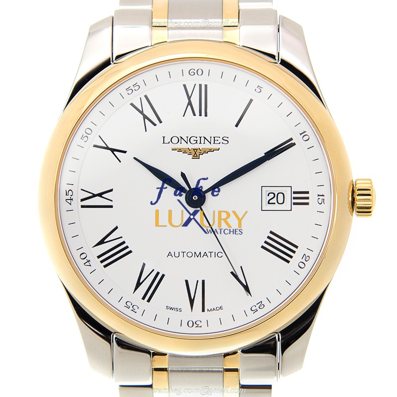 Longines L2.793.5.19.7 MASTER Replica Watch, Automatic Movement, 18kt Gold & Steel Case, White Dial