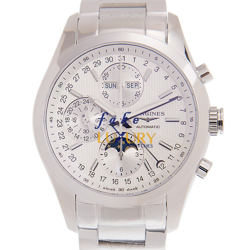 Longines L2.798.4.72.6 Conquest Classic Replica Watch, Automatic, White Dial, Stainless Steel