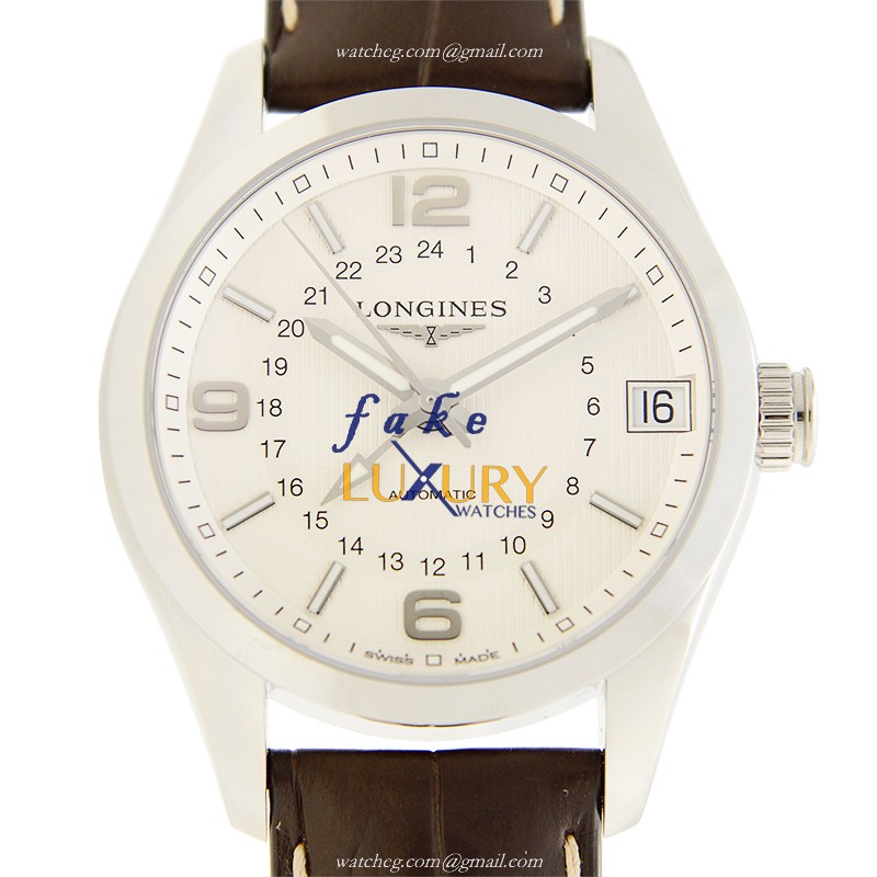 Longines Conquest L2.799.4.76.3 - Replica Watch - Automatic - 42mm Steel Case - Silver Dial - Brown - Luxury Replica Watch