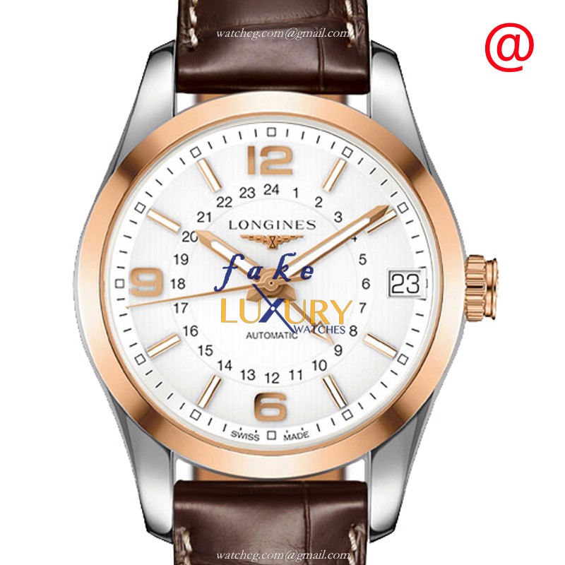 Longines L2.799.5.76.3 Conquest Classic Replica Watch, 42mm Automatic, Silver Dial, Rose Gold &