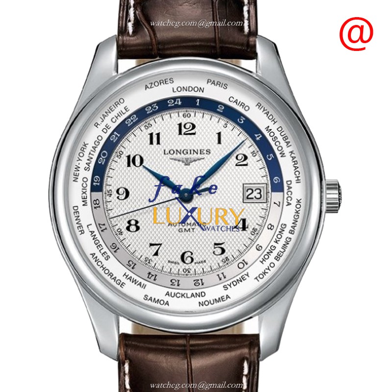 Longines L2.802.4.70.5 MASTER Replica Watch, Automatic Movement, Silver Dial, Brown Alligator Strap
