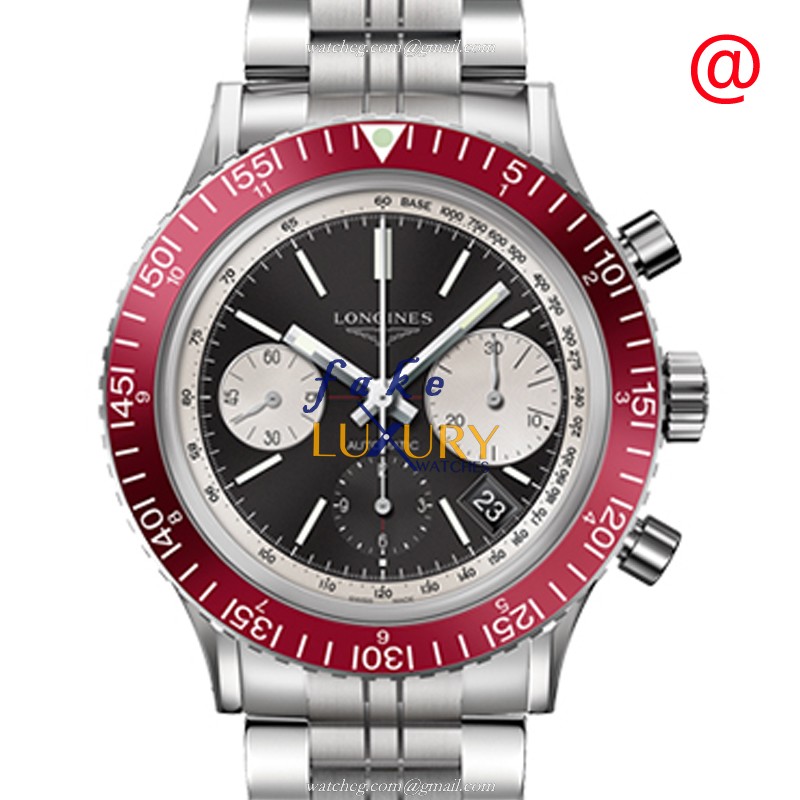 Longines L2.808.4.52.6 Heritage Replica Watch - Automatic - Steel Case - Black Dial - Silver Strap