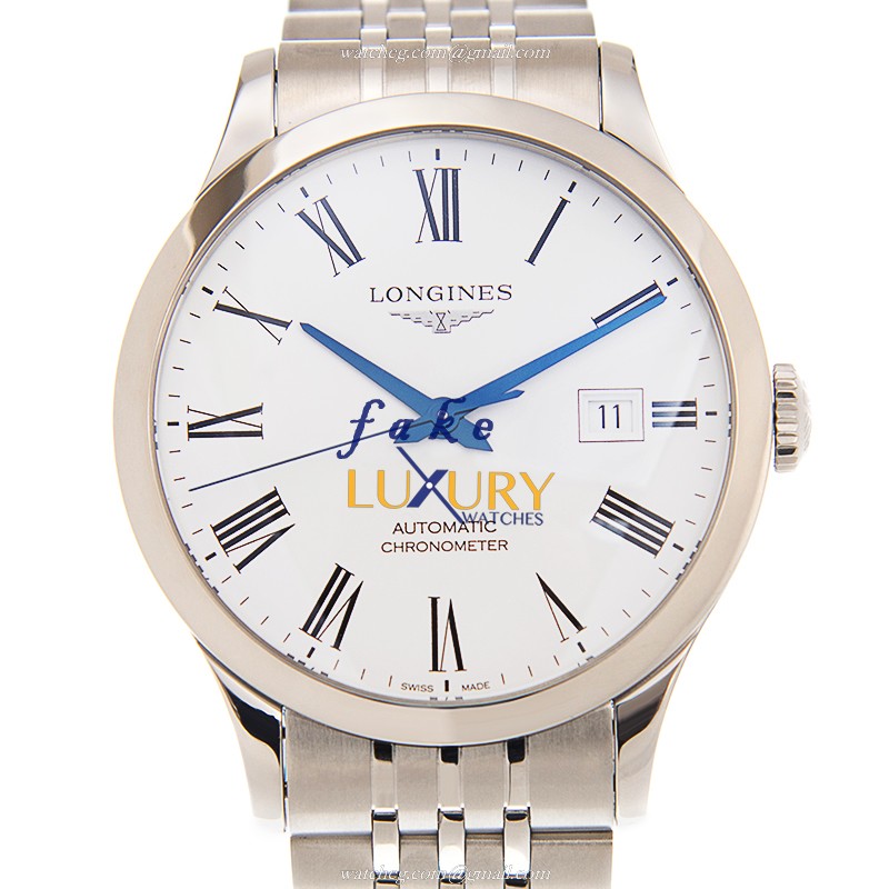 Longines L2.821.4.11.6 Record Replica Watch, White Dial, Automatic Movement, Steel Bracelet